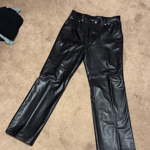 Lucky Brand Black Leather Trousers